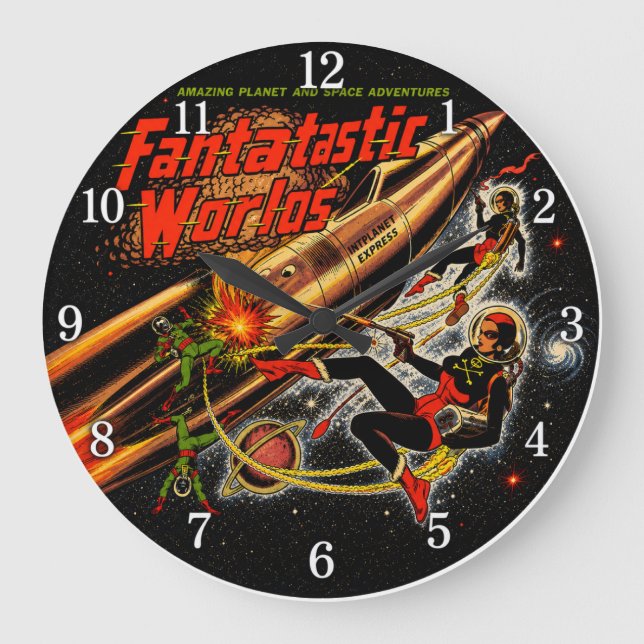 Reloj Redondo Grande Mundos Fantásticos (Anverso)