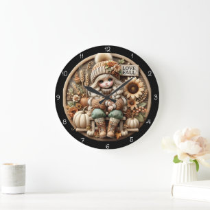 Reloj Redondo Grande Muñeca Linda Amor Otoño Decoración
