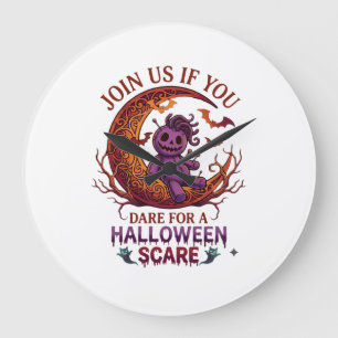 Reloj Redondo Grande Muñeca Voodoo Purpura Crescente de Halloween Osada