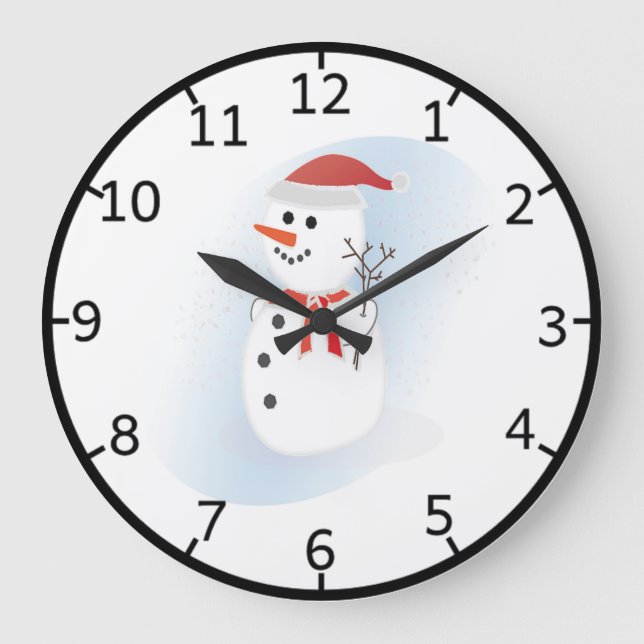 Reloj Redondo Grande Muñeco de nieve lindo (Anverso)