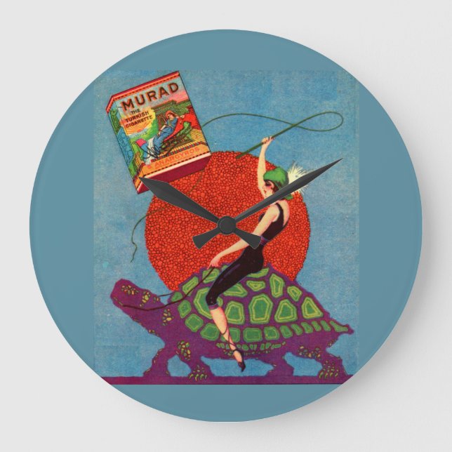 Reloj Redondo Grande Murad cigarettes lady riding giant tortoise (Anverso)