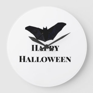 Reloj Redondo Grande Murciélago negro feliz Halloween agregar texto nom