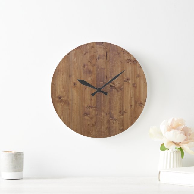 Reloj Redondo Grande Muro de granero, madera, tablas de madera, plancha (Hogar)