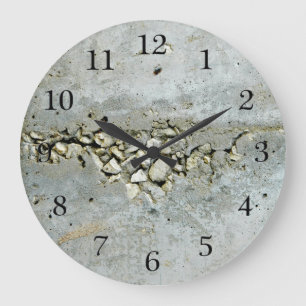 Reloj Redondo Grande Muro de hormigón roto con piedras pequeñas