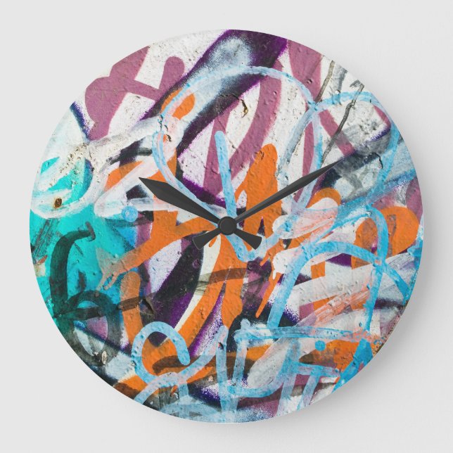 Reloj Redondo Grande Muro de hormigón templado, textura gruesa. (Anverso)