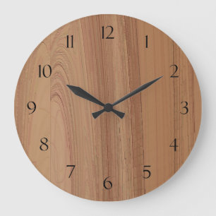 Reloj Redondo Grande Muro de impresión de grano de madera falsa