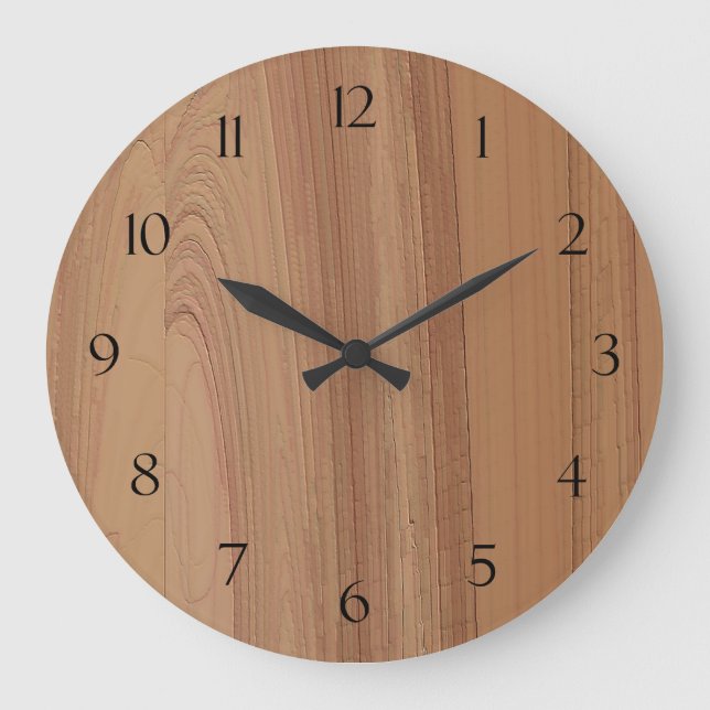 Reloj Redondo Grande Muro de impresión de grano de madera falsa (Anverso)