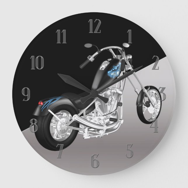 Reloj Redondo Grande Muro de motocicleta (Anverso)