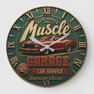 Reloj Redondo Grande Muscle Garage American Classic Muscle Car