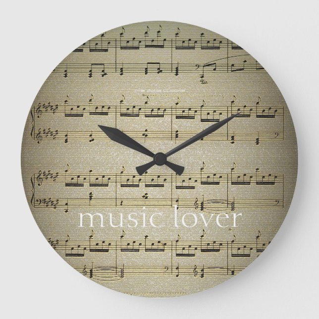 Reloj Redondo Grande Music Lover Large Wall Clock (Anverso)