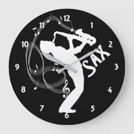 Reloj Redondo Grande Music Notes Saxophone Player Musicians