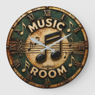 Reloj Redondo Grande Music Room Vintage Music Studio Decor