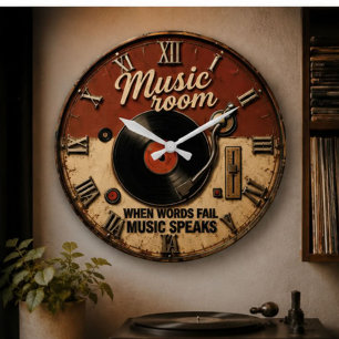 Reloj Redondo Grande Music Room Vinyl Record