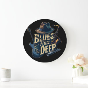 Reloj Redondo Grande Música Blues Estética Retro Jazz Vintage