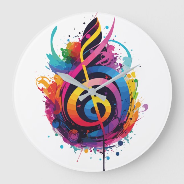 Reloj Redondo Grande Música colorida Diseño de Wall Clock (Anverso)