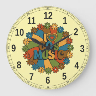 Reloj Redondo Grande Música de los 60 inspirada en lo vintage para aman