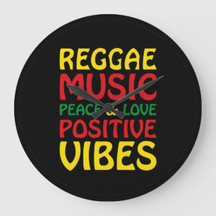 Reloj Redondo Grande Música de reggae con dichos positivos