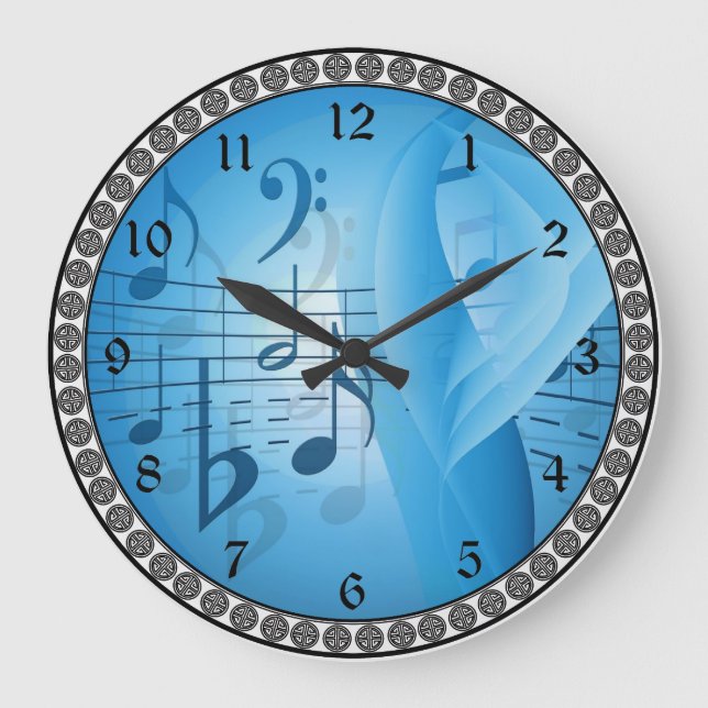 Reloj Redondo Grande Música en azul (Anverso)