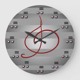 Reloj Redondo Grande Música Notas musicales Treble Clef Musich Clock