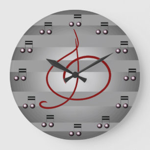 Reloj Redondo Grande Música Notas musicales Treble Clef Musich Clock