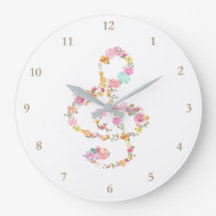 música treble clef flores acuarelas