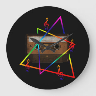 RELOJ REDONDO GRANDE MÚSICA VINTAGE RETRO