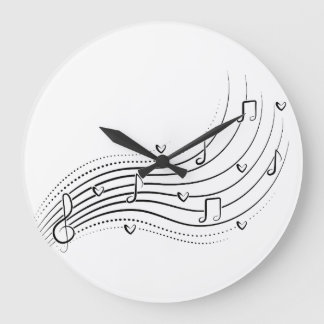 Reloj Redondo Grande Musical note wave, black line clipart