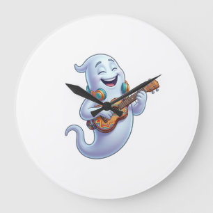 Reloj Redondo Grande Músico Fantasma Espeluznante Arte Musical de Hallo