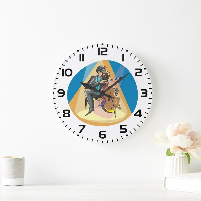 Reloj Redondo Grande Músico Jugando El Chello (Subido por el creador)