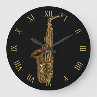 Reloj Redondo Grande Músico saxofón con temas musicales