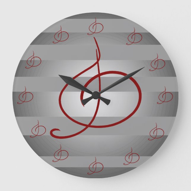 Reloj Redondo Grande Músicos musicales Deocr del Clef agudo de la (Anverso)