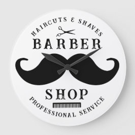 Reloj Redondo Grande Mustache Barber Shop Moderno Hairstylist Barbersho