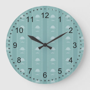 Reloj Redondo Grande Mustaches y Gorras