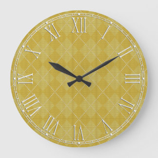 Reloj Redondo Grande Mustard Yellow Retro Preppy Argyle