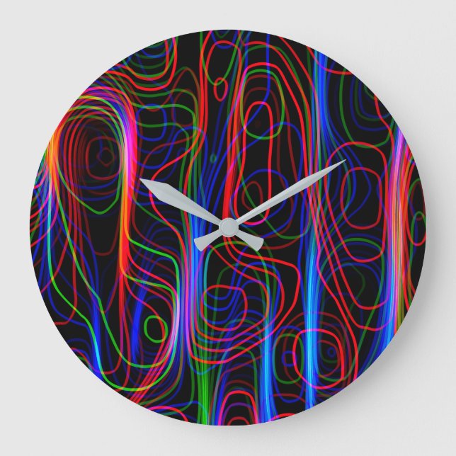 Reloj Redondo Grande MUY GUAY Neon Multicolored Curved Lines (Anverso)