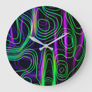 Reloj Redondo Grande MUY GUAY Neon Multicolored Curvy Pattern