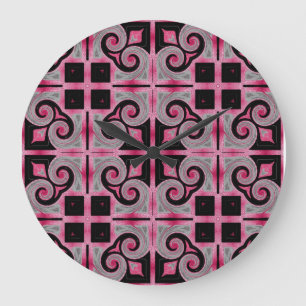 Reloj Redondo Grande MVB Geometrix Pink Leather Design Clock