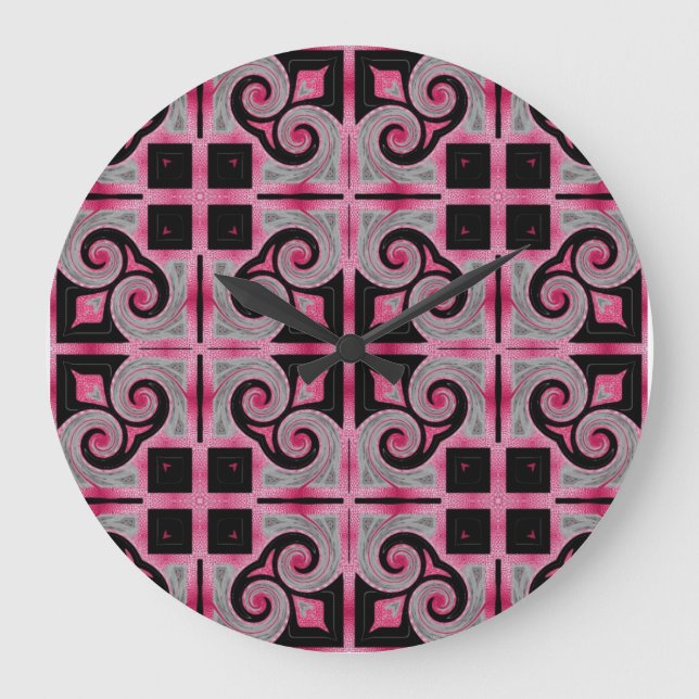 Reloj Redondo Grande MVB Geometrix Pink Leather Design Clock (Anverso)