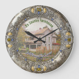 Reloj Redondo Grande My Country Farmhouse Antique Silver Wall Clock