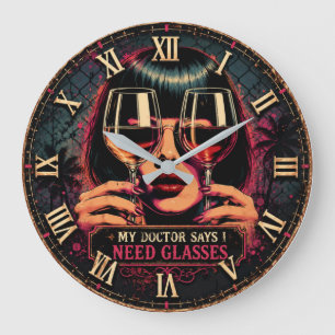 Reloj Redondo Grande My Doctor Says I Need Glasses Funny Wine 