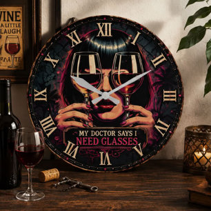 Reloj Redondo Grande My Doctor Says I Need Glasses Funny Wine