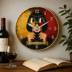 Reloj Redondo Grande My Doctor Says I Need Glasses Wine Lover