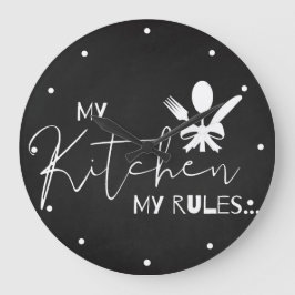 Reloj Redondo Grande MY KITCHEN MY RULES Cita Black White Kitchen