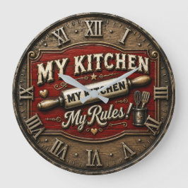 Reloj Redondo Grande My Kitchen My Rules Rustic Farmhouse Rolling Pin