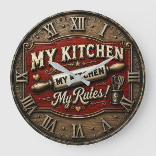 Reloj Redondo Grande My Kitchen My Rules Rustic Farmhouse Rolling Pin