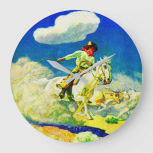 Reloj Redondo Grande N. C. Wyeth cowboy