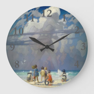 Reloj Redondo Grande N.C. Wyeth El Gigante 1923 Ilustración Vintage