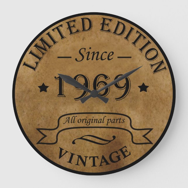 Reloj Redondo Grande Nacido en 1969 retro rústico clásico (Anverso)