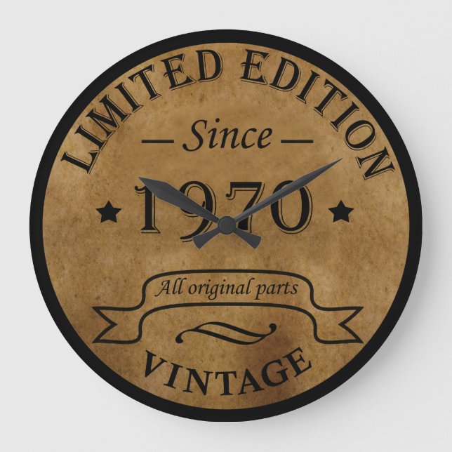 Reloj Redondo Grande Nacido en 1970, cumpleaños vintage (Anverso)