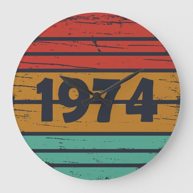 Reloj Redondo Grande Nacido en 1974 como regalo de cumpleaños vintage (Anverso)